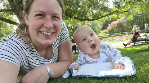 Mother and baby enjoying being outdoors