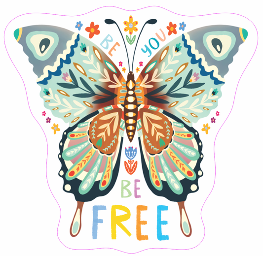 Be You Be Free Butterfly Waterproof Sticker
